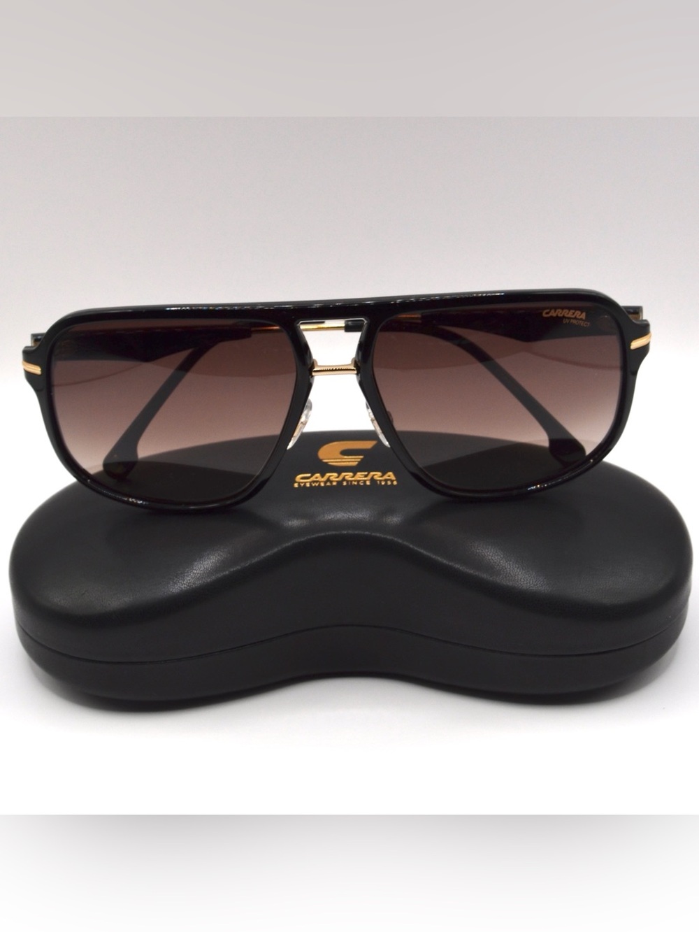 Carrera 296/S Men’s Aviator Sunglasses Black Gold Brown Gradient 60-15-140